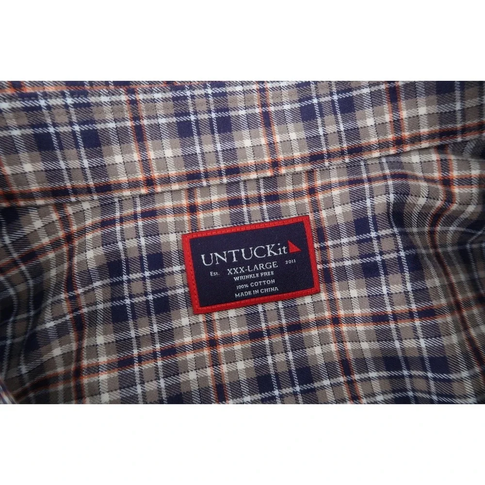 UNTUCKit Shirt‎ Mens XXXL Button Up Wrinkle Free Marchesi Plaid Flannel Size 3XL